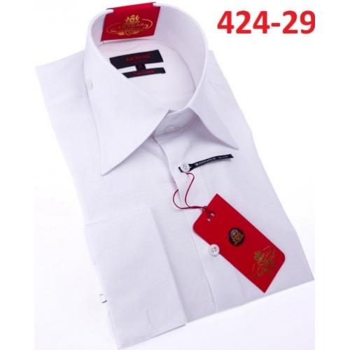 Axxess White Cotton Modern Fit Dress Shirt With French Cuff 424-29